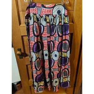 Gypsy Bright Skirt Flare Boho Maxi Pink Purple Navy Blue Bow Tie Waist 33 W 43 L